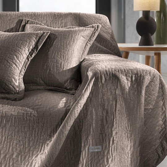 Guy Laroche Avon Ριχτάρι Τριθέσιου Καναπέ Βελουτέ 170x300εκ. Choco με Μαξιλαροθήκη 1133086222026