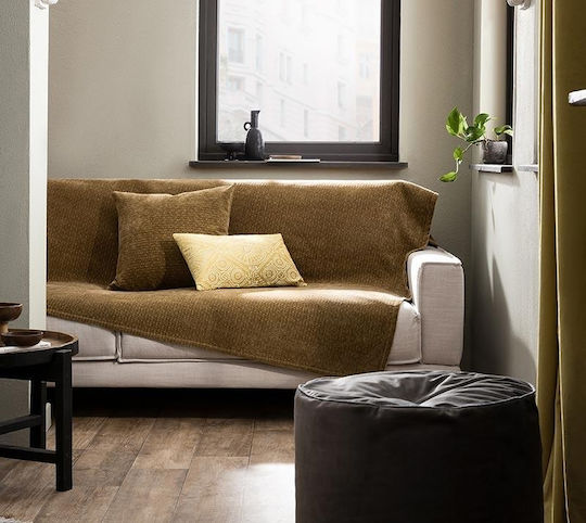 Gofis Home 421 Покривка За Двуместен Диван Кадифе 180x250см 37 Голд Грийн
