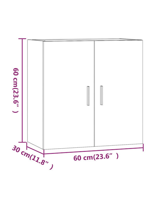 Hängendes Wohnzimmer Nischenschrank aus Spanplatte Weiß 60x30x60cm