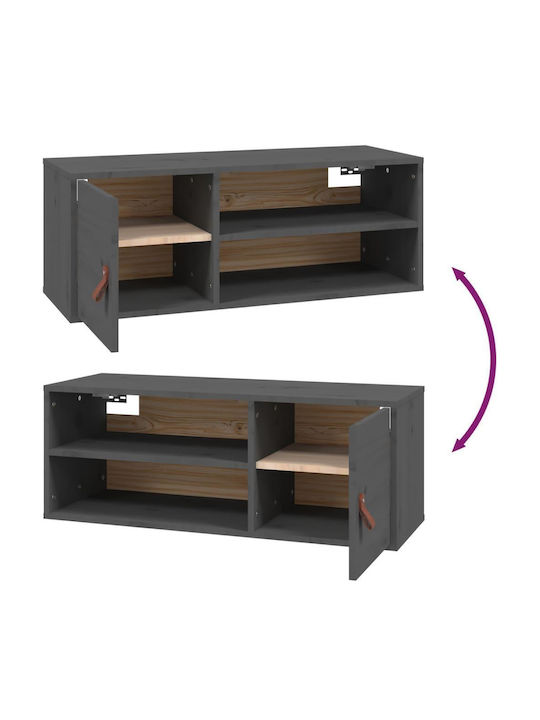 Wall-Mounted Living Room Cabinet Made of Solid Wood Natural Grey 80x30x30cm