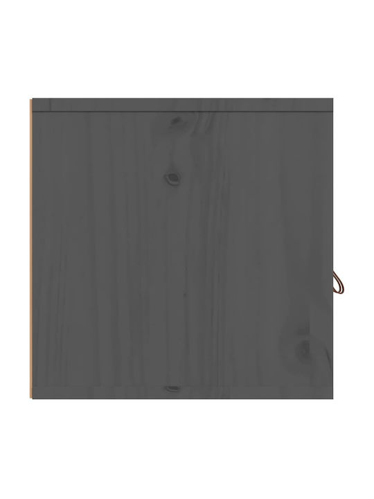 Wall-Mounted Living Room Cabinet Made of Solid Wood Natural Grey 80x30x30cm