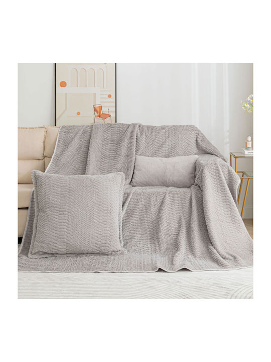 Silk Fashion Zweisitzer-Sofa Überwurf NX201 180x250cm Light Grey 5206978072345