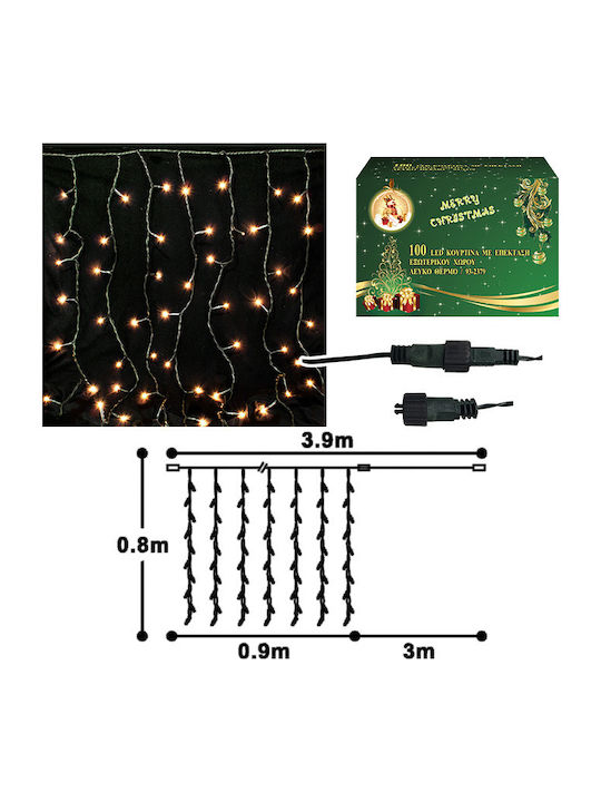 100 Lights LED Warm White type Curtain XMASfest