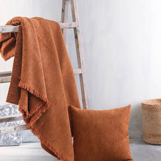 Rythmos Essie Sofa Throw 2 Seater 2 Sides Chenille 180x240cm Terracotta