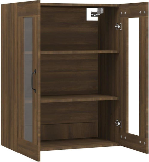 Living Room Display Cabinet Made of Particle Board with Windowed Oak 69.5x34x90cm