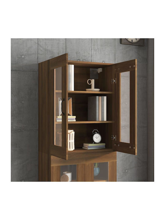 Floor-standing Living Room Display Cabinet made of Particleboard with Glass Oaks 69.5x34x90cm