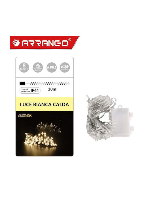 100 Lights LED 10m. Warm White Battery in String 1pcs