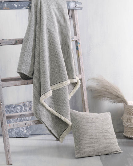 Rythmos Vilano Ριχτάρι Πολυθρόνας Δύο 'Οψεων Chenille 160x180εκ. Γκρί Ανοιχτό