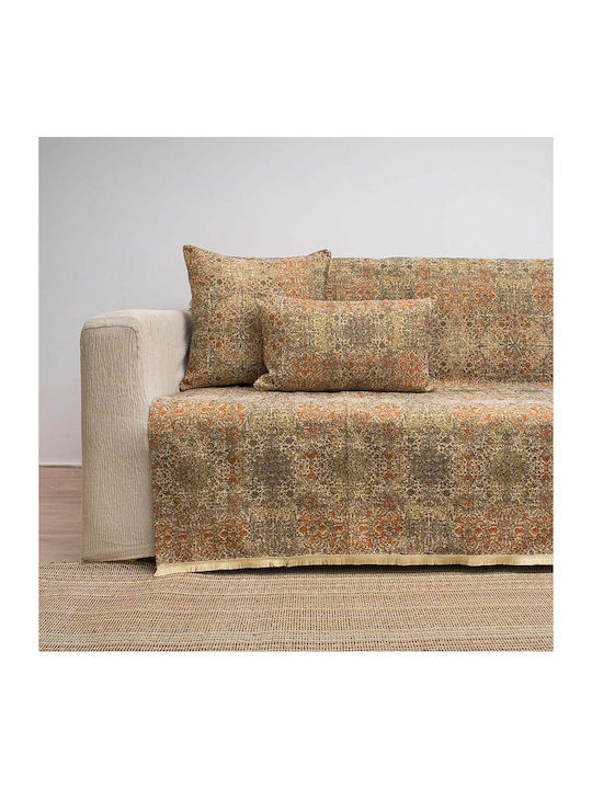 Cotone Jeremy Ριχτάρι Τριθέσιου Καναπέ Στόφα 185x280εκ. Κεραμιδί 88280