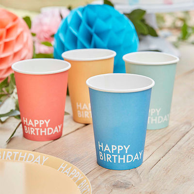 Ginger Ray Happy Birthday Glass for Party 8pcs