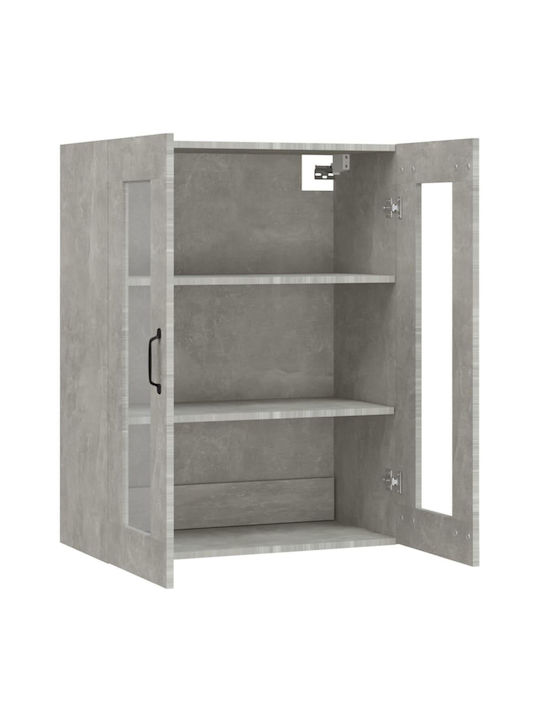 Living Room Display Cabinet Made of Particle Board with Windowed Grey Concrete Effect 69.5x34x90cm
