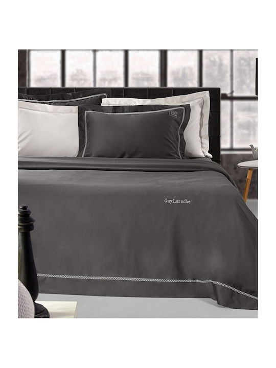 Guy Laroche Bettbezug-Set Baumwollsatin King Size mit 2 Kissenbezügen 260x260 Blend Anthracite