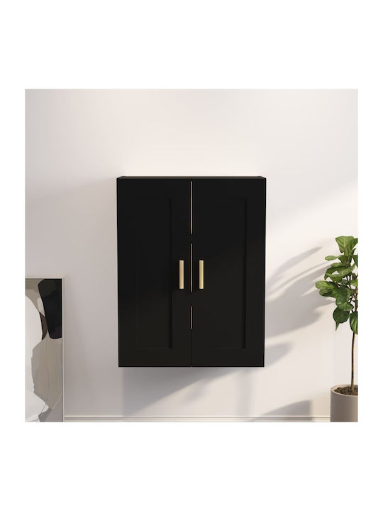 Cabinet Wall Black Velvet-Black Metal 69.5x32.5x90cm