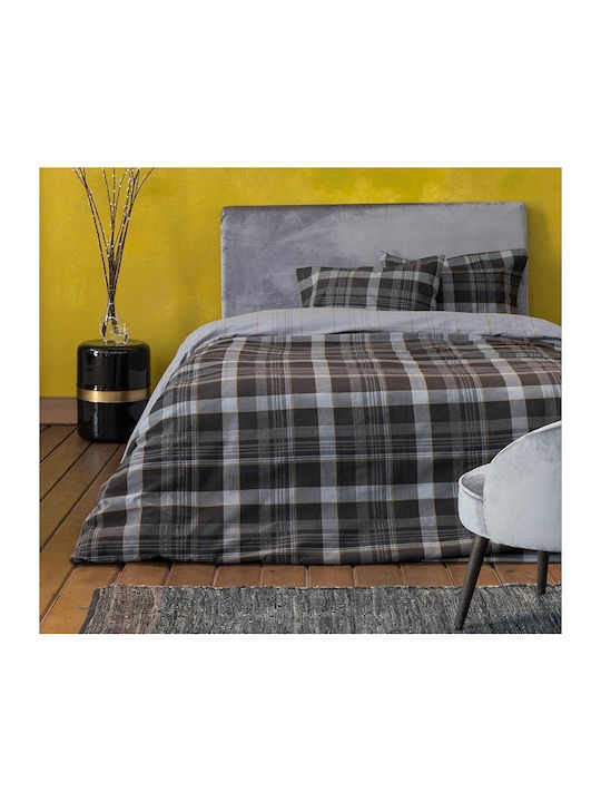 Nima Bettbezug-Set Flanell Einzelbett mit Kissenbezug 160x240 Noit Dark Gray