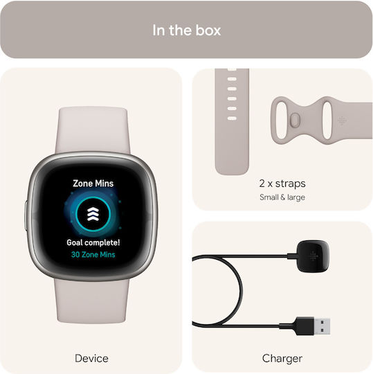 Fitbit Sense 2 Алуминий Смартчасовник с Пулсомер (Silver / White)