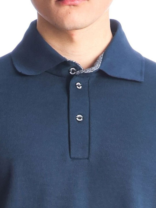 Paco & Co Men's Long Sleeve Blouse Polo Navy Blue