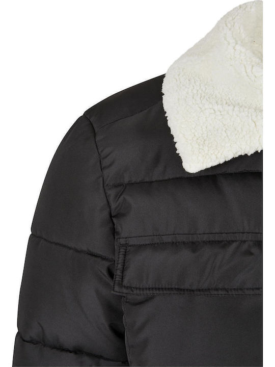 Sherpa Winter Jacke Puffer Schwarz