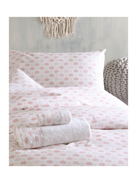 Rythmos Cloudy Kids Cotton Pillowcase Set 50x70cm Pink