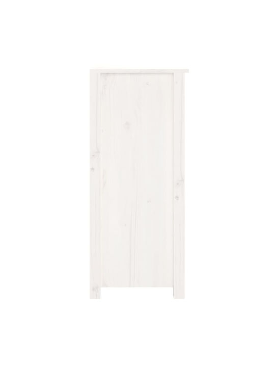 Bufet din Lemn Masiv cu Sertare Alb 70x35x80cm