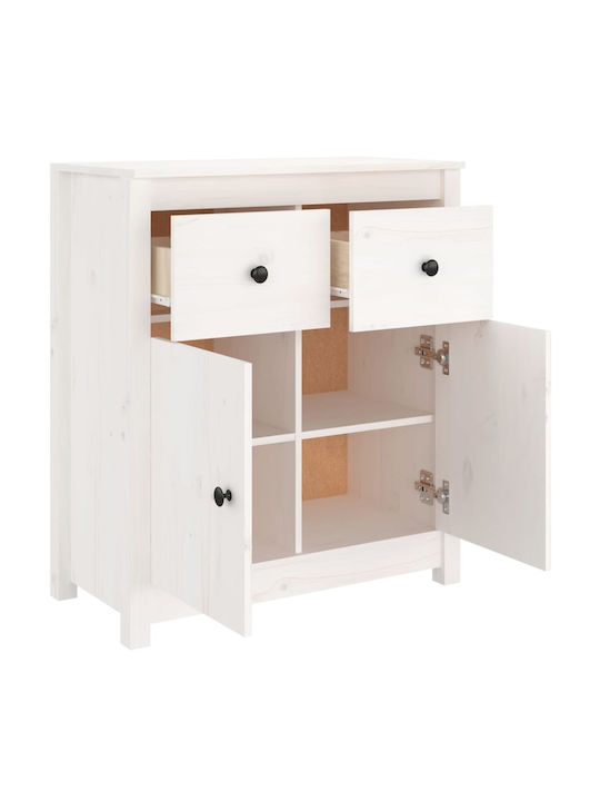 Bufet din Lemn Masiv cu Sertare Alb 70x35x80cm