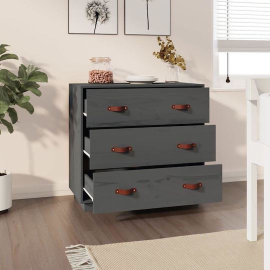 Συρταριέρα Κρεβατοκάμαρας mit 3 Schubladen Grey 80x40x75cm