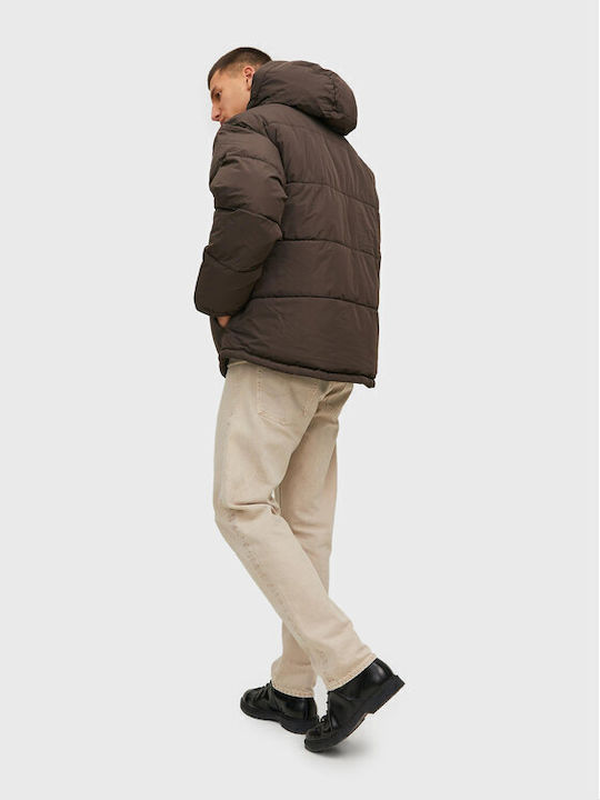 Jack & Jones Geacă pentru bărbați de iarnă Puffer Seal Brown