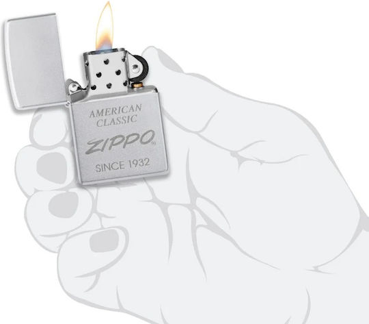 Zippo Amerikanisches Winddichtes Feuerzeug Flamme in Silber Farbe