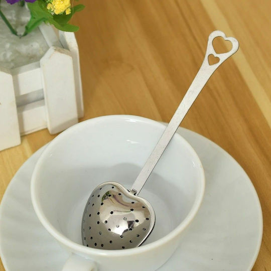 Heart Tea Filter Κουτάλι with Handle of Stainless Steel 1pcs