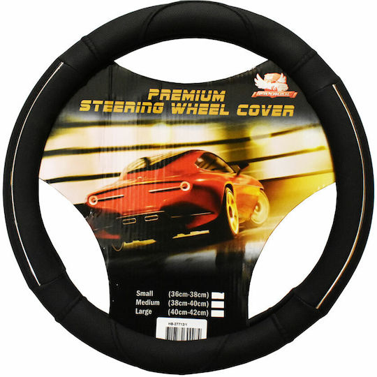 Carman Car Steering Wheel Cover with Diameter 36-38cm made of Leatherette Black Perforated