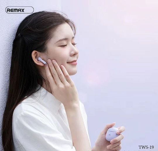 Remax TWS-19 Earbud Bluetooth Handsfree Ακουστικά με Θήκη Φόρτισης Μωβ