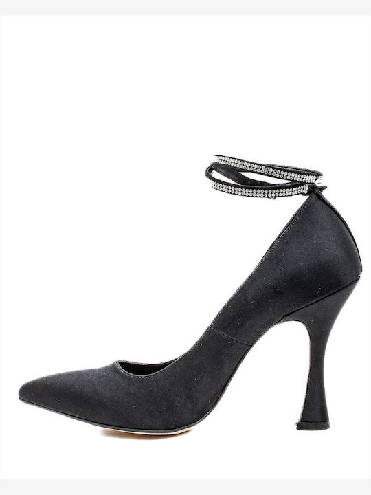 Hondronasios Pointed Toe Black Heels with Strap