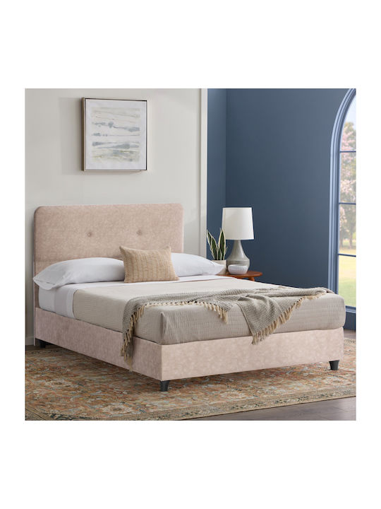 Dolores Κρεβάτι Ημίδιπλο Επενδυμένο με Ύφασμα Μπεζ με Τάβλες για Στρώμα 120x200cm