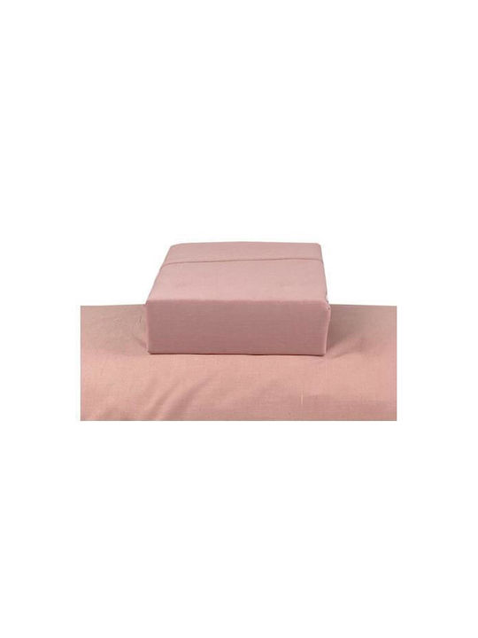 Astron Italy Bettlaken für Einzelbett mit Gummiband 100x200+40cm. Gekämmte Dusty Rose