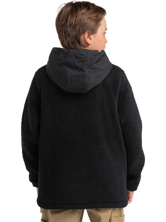 Kids Cardigan Fleece with Hood Black