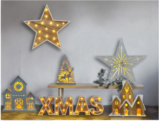 Lucas Beleuchtet Weihnachtliche Holz Figur Unterschrift Braun Länge 1cm