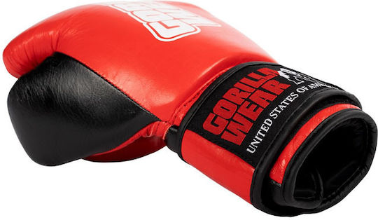 Gorilla Wear Ashton Pro Boxing Gloves Leather for Match Red