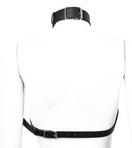 Naughty Toys Фетиш Мода Кожено Тяло Гръдна Каишка Harness Bra Черен