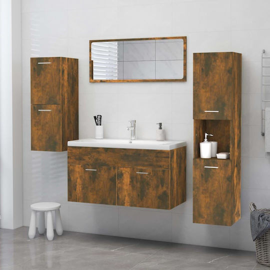 vidaXL Wall Hung Cabinet Bathroom Column Cabinet L30xD30xH130cm Oak