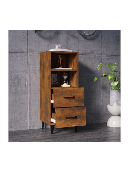 Drawers Storage Wooden Smoky Oak L34.5xW34xH90cm
