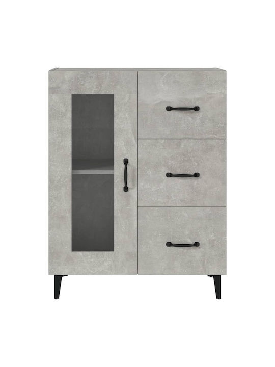 Living Room Display Cabinet made of Particle Board with Windowed Grey Concrete 69.5x34x90cm