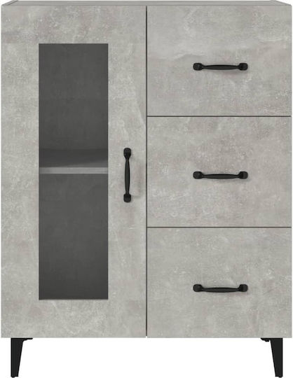 Living Room Display Cabinet made of Particle Board with Windowed Grey Concrete 69.5x34x90cm