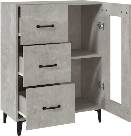Living Room Display Cabinet made of Particle Board with Windowed Grey Concrete 69.5x34x90cm