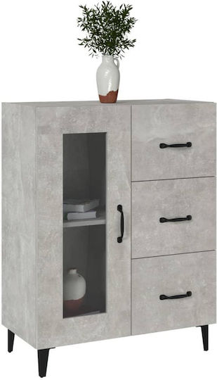 Living Room Display Cabinet made of Particle Board with Windowed Grey Concrete 69.5x34x90cm