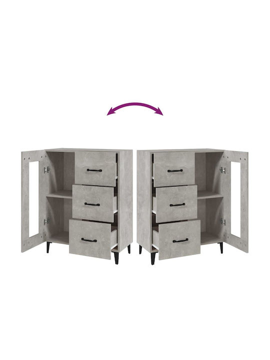 Living Room Display Cabinet made of Particle Board with Windowed Grey Concrete 69.5x34x90cm