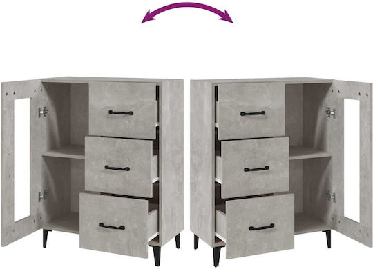 Living Room Display Cabinet made of Particle Board with Windowed Grey Concrete 69.5x34x90cm