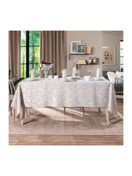 Teoran Ferrand Cotton & Polyester Tablecloth Beige 160x320cm