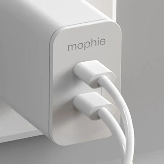 Mophie GaN Wireless Charger with 2 USB-C Output Ports 45W White