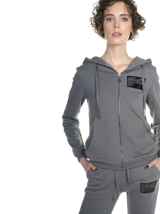 Women's Sweatshirt Jacket Hooded Gray
