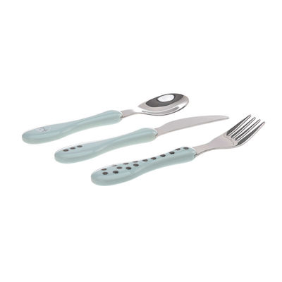 Laessig Baby Cutlery Set Little Chums made of Metal for 12+ months Light Blue 3pcs