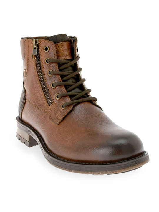 Renato Garini Men's Leather Military Boots Tabac Brown